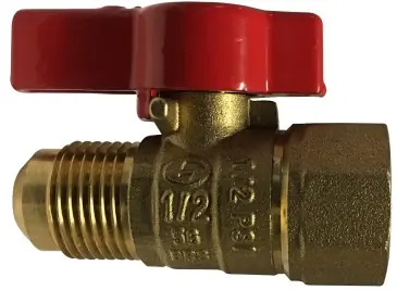 Weekend Sale Midland Metal 943331 Gas Ball Valve, 3/8 x 1/2 in Nominal, Flared x FIP, 125 psi Pressure, Brass Body