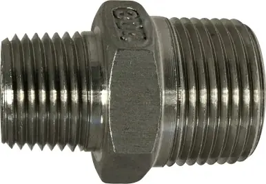 Time-Limited Midland Metal 62740 Reducing Hex Nipple, 1/4 in MPT x 1/8 in MPT, Stainless Steel