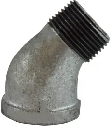 Crafted Midland Metal 64208 45 deg Street Elbow, 2 in MPT x 2 in FPT, Iron, Galvanized, 150 lb