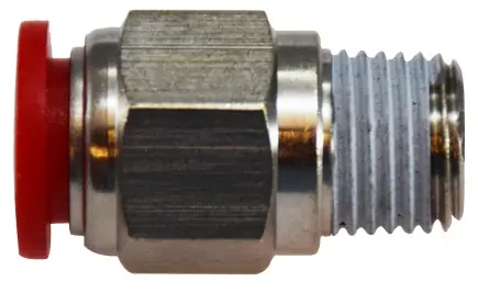 Clearance Midland Metal 20633 Straight Adapter, 6 mm Push-In x 1/4 in Male BSPT, Composite, Nickel-Plated