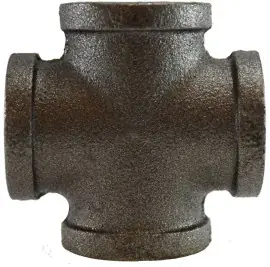 Secure Checkout Midland Metal 65391 Cross, 1/4 in FPT x 1/4 in FPT x 1/4 in FPT x 1/4 in FPT, Iron, Black