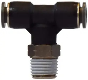 Midland Metal 20108C Swivel Branch Tee, 3/8 in Push-In Tube x 3/8 in MIP x 3/8 in Push-In Tube, Composite Next Day Delivery