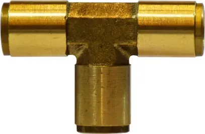 Last Chance Midland Metal 20031 Union Tee, 5/16 in Push-In x 5/16 in Push-In x 5/16 in Push-In, Brass, Nickel-Plated
