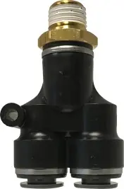 Midland Metal 620604C Branch Wye, 3/8 in Push-In Tube x 1/4 in MNPT x 3/8 in Push-In Tube, Composite Crafted