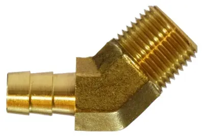 Best Seller Midland Metal 32113 45 deg Elbow, 3/8 in Hose Barbed x 3/8 in Male NPTF, Brass