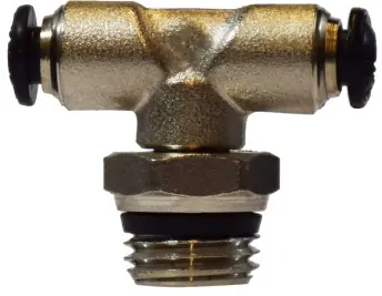 Midland Metal 20686N Swivel Branch Tee, 10 mm Push-In x 1/4 in MNPT Global x 10 mm Push-In, Brass, Nickel-Plated Top Rated