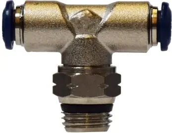 Midland Metal 20112N Swivel Branch Tee, 1/2 in Push-In Tube x 1/4 in MNPT Global x 1/2 in Push-In Tube, Brass Must Have