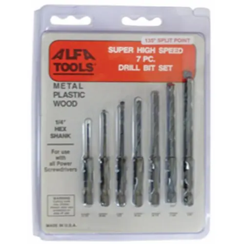 Alfa Tools HSD51081 7 pc 1/4 Hex Shank Drill Set Split Point Last Chance