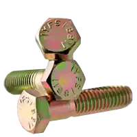 Crafted 7/8"-9 x 8" Hex Cap Screws, Grade 5, Zinc-Yellow Cr+6, Partial Thread, Coarse (UNC), Medium Carbon Steel, Qty 10