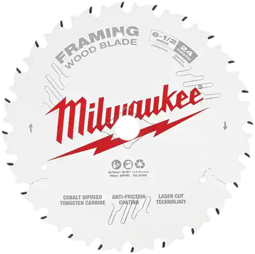 Certified Milwaukee Tool 48-40-0620 6-1/2 24T Thick Kerf Framing Circular Saw Blade, 5 Pack