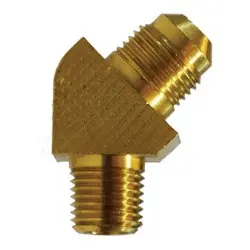 Flash Sale Midland Metal 10456B 45 deg Barstock Elbow, 1/2 in Male SAE 45 deg Flared x 1/2 in MNPTF, Brass