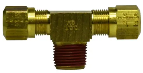 Genuine Midland Metal 38131 Branch Tee, 3/16 in Tube OD x 3/16 in Tube OD x 1/8 in MNPTF, Brass