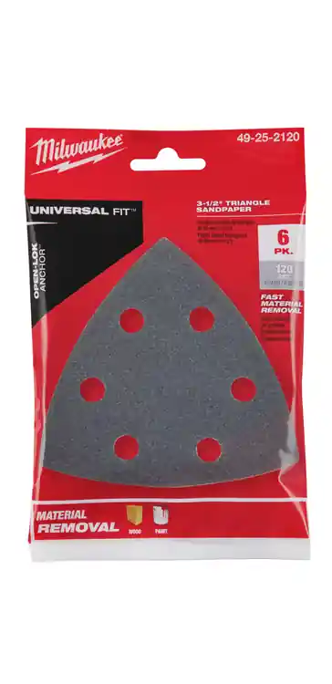 Bargain Milwaukee Tool 49-25-2120 3-1/2 120 Grit Triangle Sandpaper (6 PK)