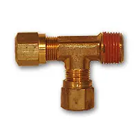 While Supplies Last Mid-America Fittings NT71-44VS Run Tee, 1/4 in Tube OD x 1/4 in Male NPTF x 1/4 in Tube OD, Brass