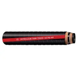 Holiday Sale Buchanan Rubber TLBS150-300-CUT Tank Truck Hose, 150 psi, Nitrile Rubber Tube, Black with Smooth Red Stripe