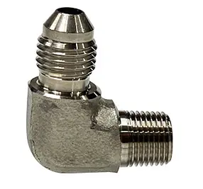 Top Pick Stainless Adapters SS2501-06-06 90 deg Elbow, 3/8 in 37 deg JIC Male Flared x 3/8 in MNPT, Stainless Steel