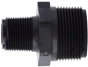 Midland Metal 28632P Reducing Hex Nipple, 1-1/2 in MPT x 1-1/4 in MPT, Polypropylene, Black Order Now