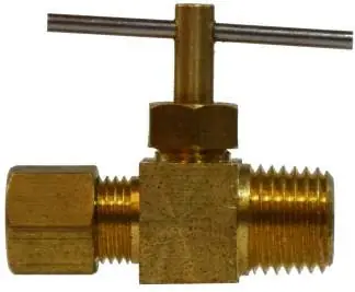Grab Now Midland Metal 46004 Needle Valve, 5/16 x 1/8 in Nominal, Compression x MIP, 150 psi Pressure, Brass Body