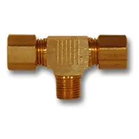 Markdown Mid-America Fittings 272X4 Barstock Branch Tee, 1/4 in Compression x 1/4 in Compression x 1/8 in MPT, Brass