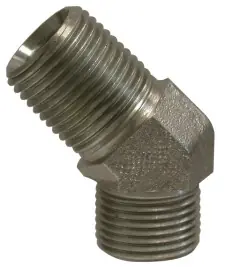 Authentic Stainless Adapters SS2503-04-04 45 deg Elbow, 1/4 in 37 deg JIC Male Flared x 1/4 in MNPT, Stainless Steel