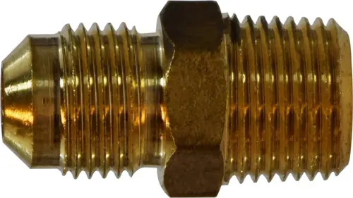 Certified AMC 704048-1212 Half Union Adapter, 3/4 in SAE 45 deg Male Flared x 3/4 in MIP, Brass
