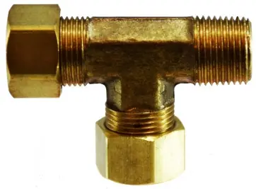 Midland Metal 26279 Captive Sleeve Run Tee with 26005 Captive Sleeve Nut, 3/8 in Compression x 1/4 in MIP x 3/8 in Affordable