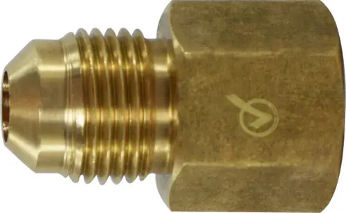 Price Drop AMC 704046-0406 Adapter, 1/4 in SAE 45 deg Male Flared x 3/8 in FIP, Brass
