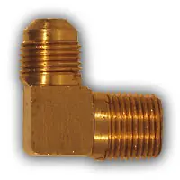 Mid-America Fittings 249X4X6 90 deg Barstock Elbow, 1/4 in SAE 45 deg Male Flared x 3/8 in MPT, Brass Fan Favorite