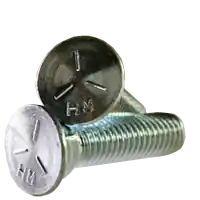 Cheap 7/16"-14 x 1" Plow Bolts, 3 Head, Grade 5, Zinc Cr+3, Full Thread, Qty 50