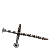 10-8 x 3"/2" Drywall Screws (Wood & Deck), Square Drive Flat Head, Type 17, 18-8 Stainless Steel, 4 Nibs, Qty 100 While Supplies Last