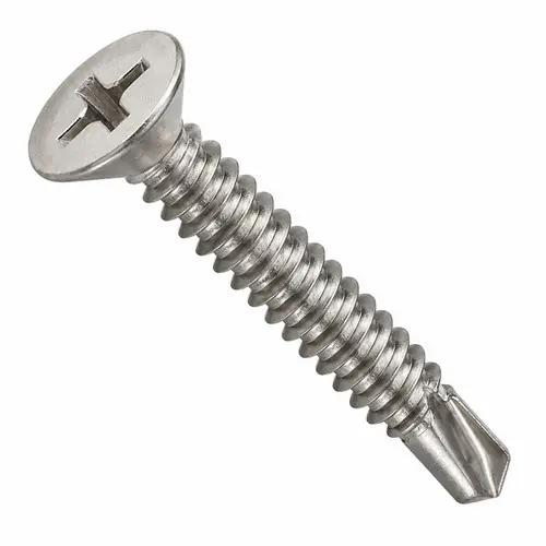 6-20 x 1" Self-Drilling Screws, Phillips Flat Head, 2 Point BSD, 410 Stainless Steel, Full Thread, Hardened, Qty 1000 Fresh Stock