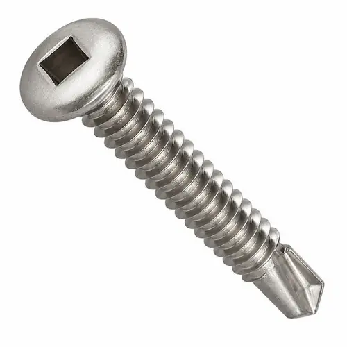 8-18 x 1" Self-Drilling Screws, Square Drive Pan Head, 2 Point BSD, 410 Stainless Steel, Full Thread, Hardened, Qty 1000 Instant Buy