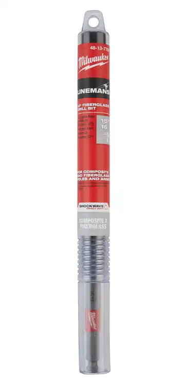 Best Choice Milwaukee Tool 48-13-7709 SHOCKWAVE Impact Duty 15/16"x12" Lineman‘s Fiberglass Drill Bit