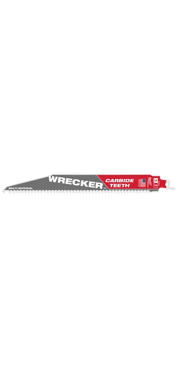 Milwaukee Tool 48-00-5242 9" 6 TPI WRECKER with Carbide Teeth SAWZALL Blade for Multi-Material (1 PK), 5 Pack Reduced Price