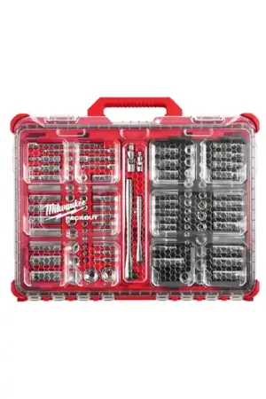 Milwaukee Tool 48-22-9486 106pc 1/4" and 3/8" Metric & SAE Ratchet and Socket Set with PACKOUT Low-Profile Organizer Limited Offer