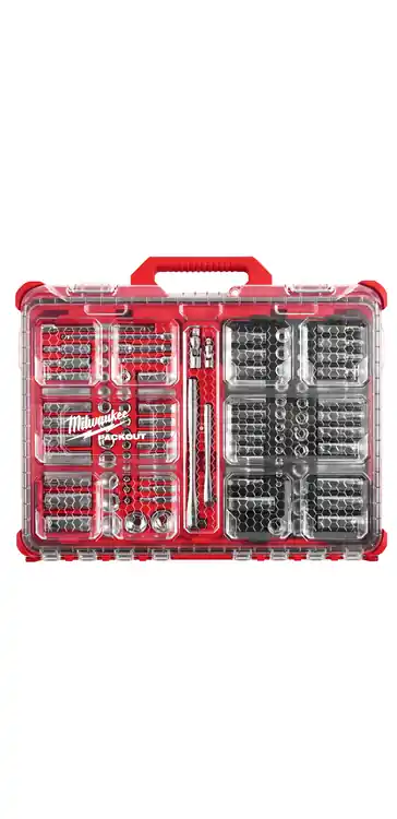 Milwaukee Tool 48-22-9486 106pc 1/4" and 3/8" Metric & SAE Ratchet and Socket Set with PACKOUT Low-Profile Organizer Limited Offer