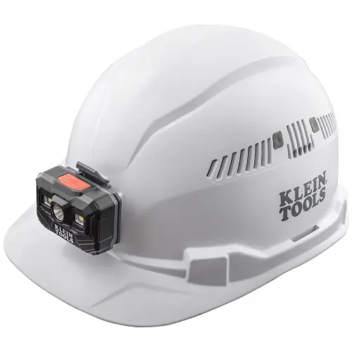 Best Choice Klein Tools 60113RL Hard Hat, Vented, Cap Style with Rechargeable Headlamp, White