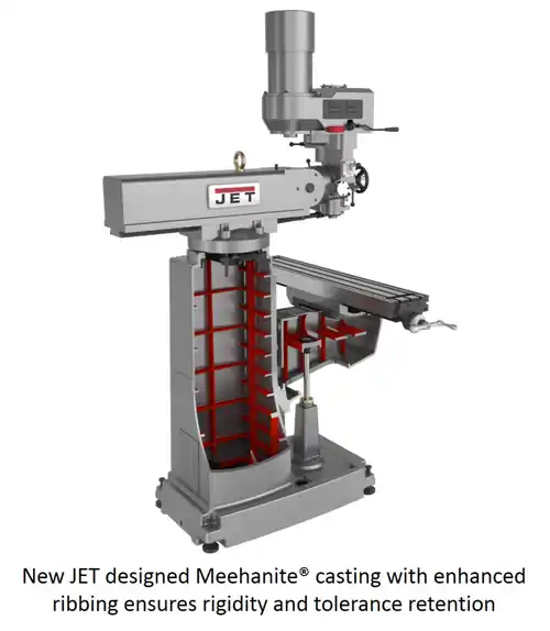 JET JT9-690680 JTM-1050EVS2/230 Mill With 3-Axis Acu-Rite 303 DRO (Knee) With X, Y and Z-Axis Powerfeeds and Air P Flash Sale