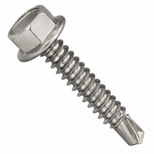 8-18 x 7/8" Self-Drilling Screws, Unslotted Indent Hex Washer Head HWH, 2 Point BSD, 410 Stainless Steel, Full Thread, Hardened, Qty 1000 New Arrival