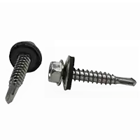 In Demand 12-14 x 2 3/4" Self-Drilling Screws, Unslotted Indent Hex Washer Head HWH, 3 Point BSD, w/ Bonded Washer, 410 Stainless Steel, Full Thread, Qty 200