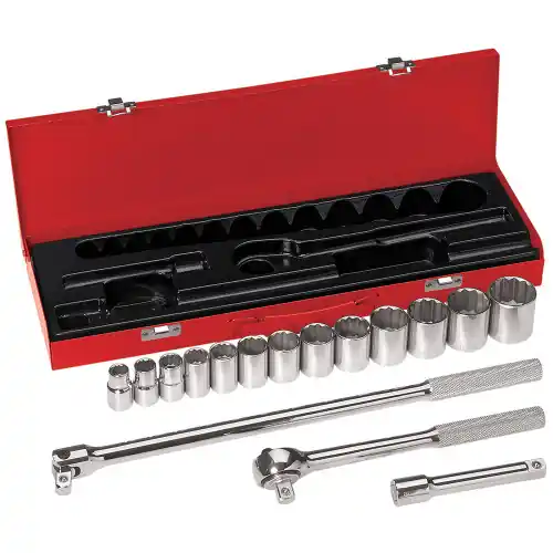 Klein Tools 65512 1/2-Inch Drive Socket Wrench Set, 16-Piece Final Sale