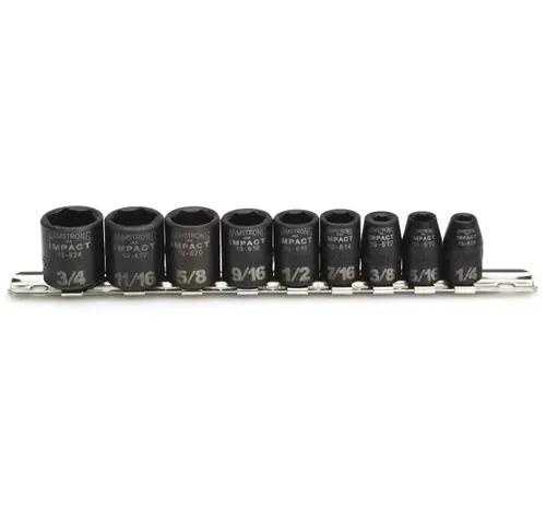 9 pc 6 Point Impact (Arm) 3/8" Drive SAE USA 3/8" Drive Impact SAE Socket Set, Qty 1 Markdown