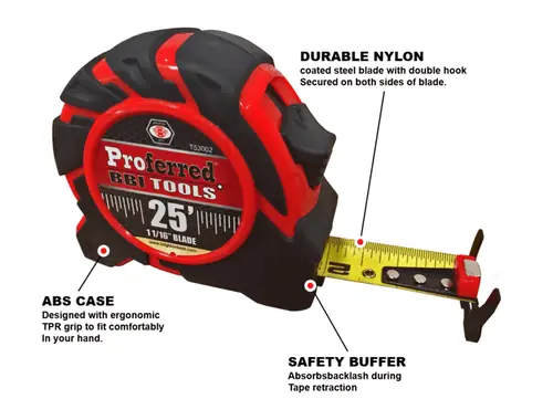 25 Ft-1 1/16" Blade Proferred Tape Measure, Qty 1 Price Cut