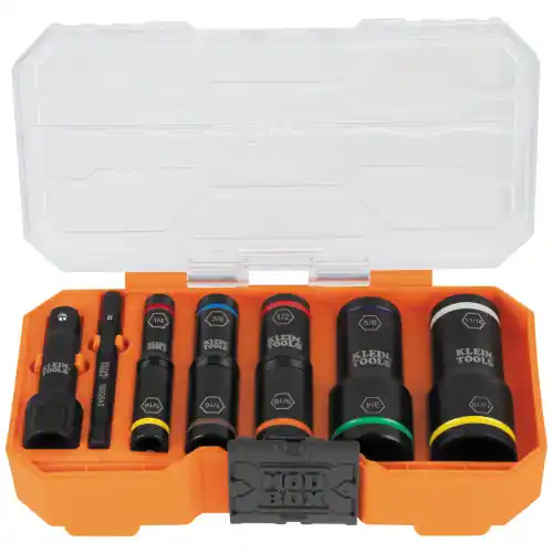 Instant Buy Klein Tools 65618 KNECT Flip-10 Heavy Duty Flip Impact Socket Set, SAE, 8-Piece