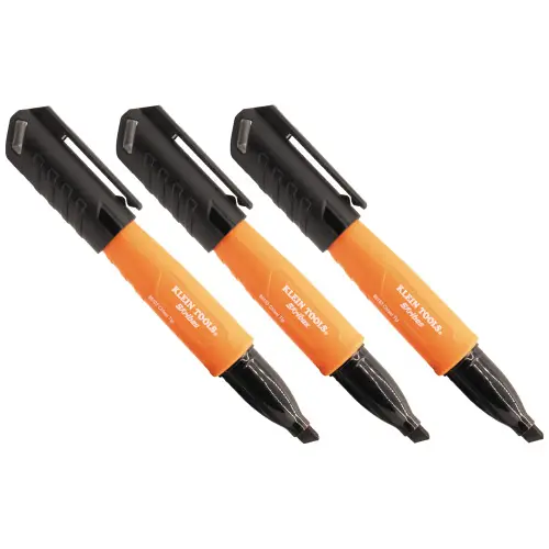 Klein Tools 861023 Skribes Chisel Tip Permanent Markers, Black, 3-Pack Fresh Stock