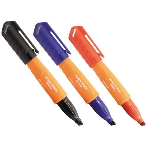 Premium Klein Tools 861923 Skribes Chisel Tip Permanent Markers, Multi-Color, 3-Piece
