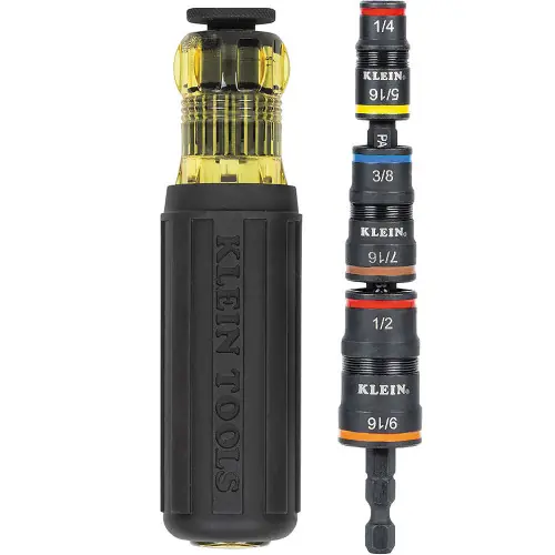 Klein Tools 32910 7-in-1 Impact Rated Flip Socket Set with Handle Crafted