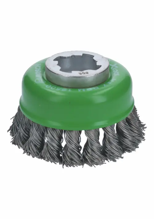 Budget Bosch WBX329 3 In. Wheel Dia. X-LOCK Arbor Stainless Steel Knotted Wire Single Row Cup Brush
