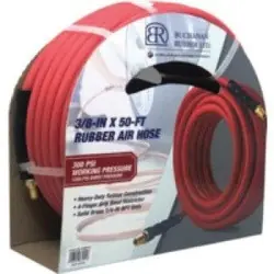 Midland Metal RAIR-050-300BM65 Air Hose, 1/2 x 3/8 in Nominal, 50 ft L, 300 psi, Rubber Tube, Red Top Pick