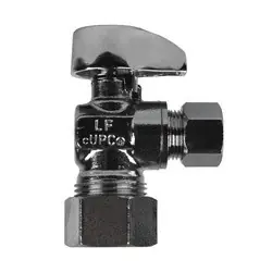 Big Sale Midland Metal 746443MH 90-deg Angle Supply Stop, 5/8-in Compression x 1/4-in Compression, Brass Body, Chrome-Plated